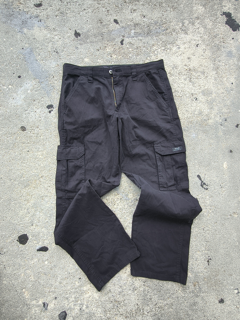 Wrangler Mens Black Straight Fit Cargo Pants 32x30